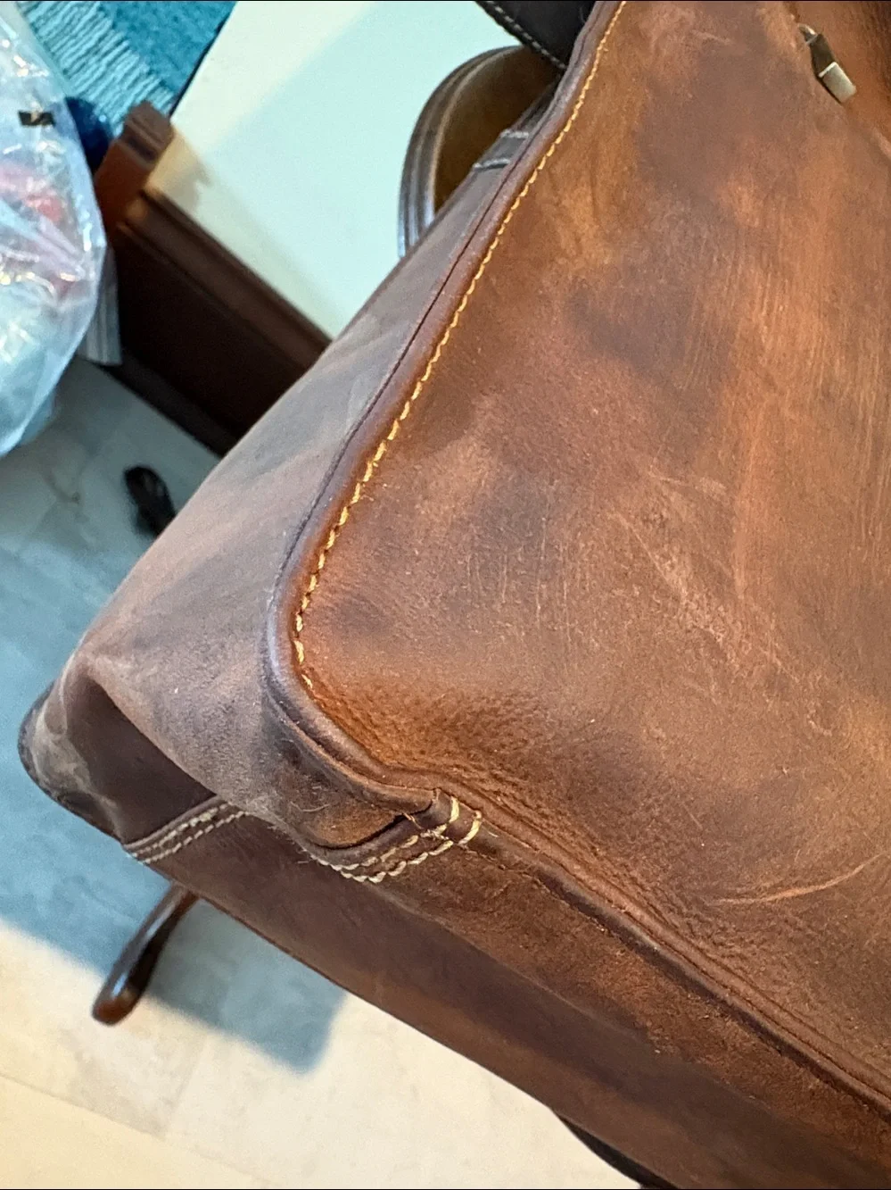 Visconti Messenger Bag Mens Classic Leather Crossbody bag brown leather + Suede
